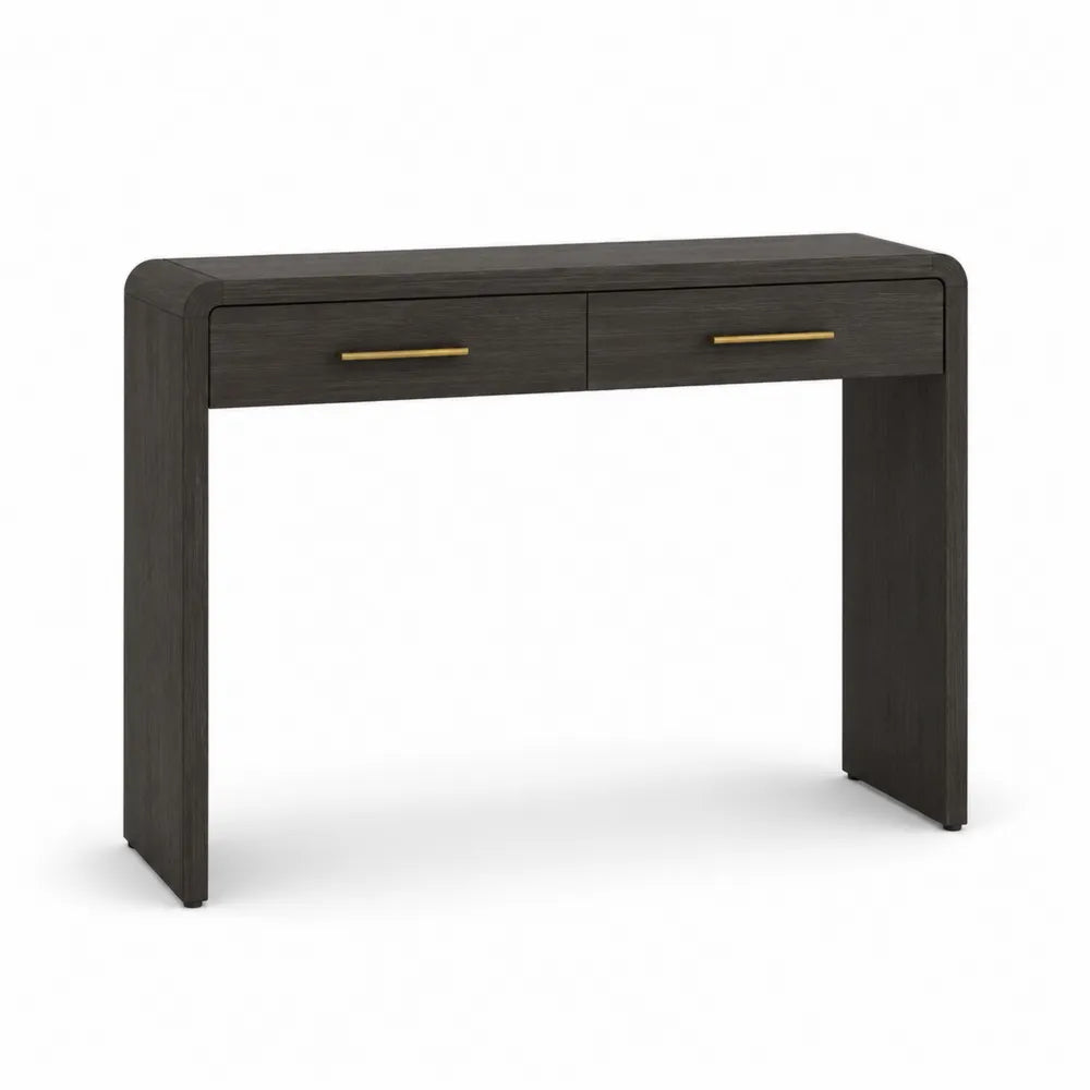 Consolle in legno con 2 cassetti nero 120x30x75 cm