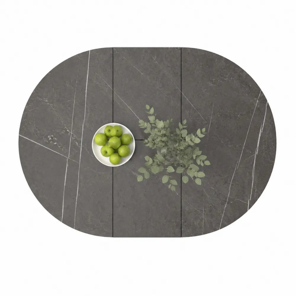 Tavolo da Pranzo Ovale in Pietra Composita Grigio 180x100x75 cm