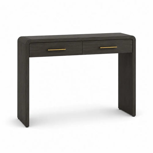 Consolle in legno con 2 cassetti nero 120x30x75 cm
